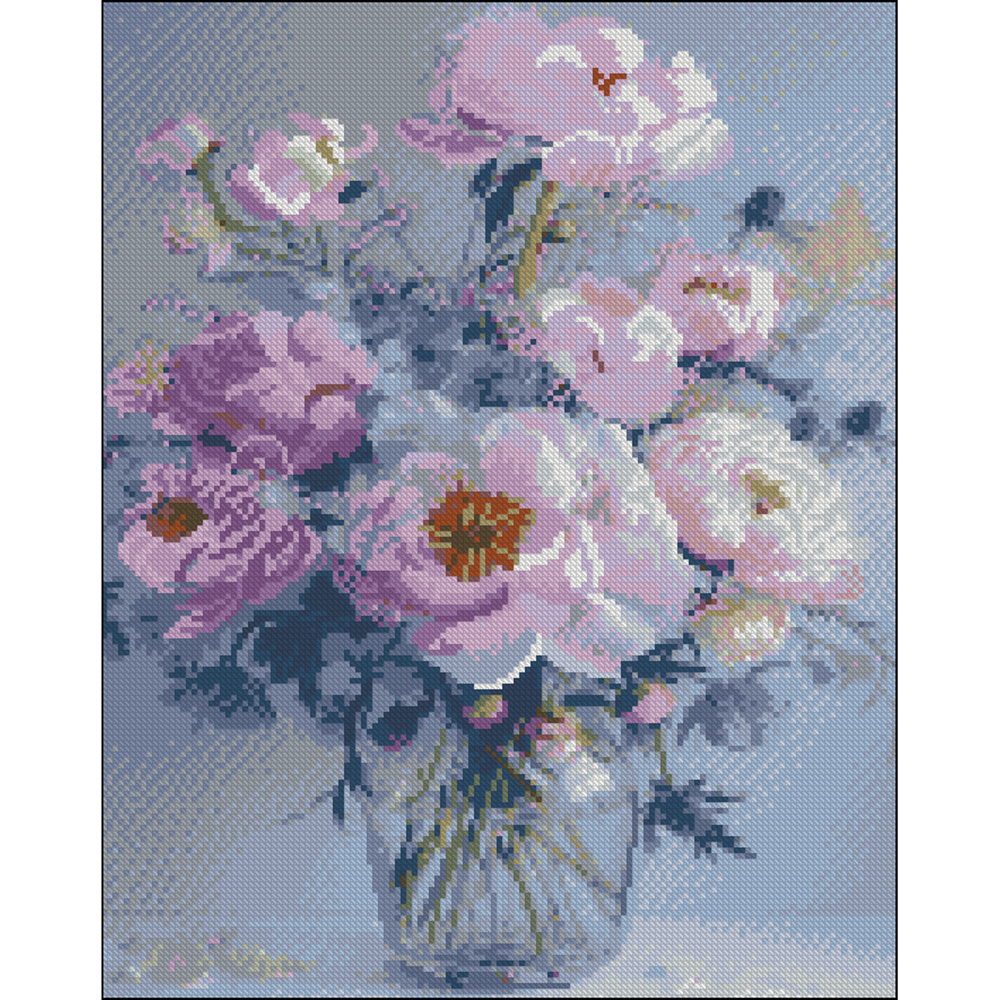 Алмазна мозаїка Strateg ПРЕМІУМ Ваза з квітами без підрамника розміром 40х50 см (ZAV4050-45)