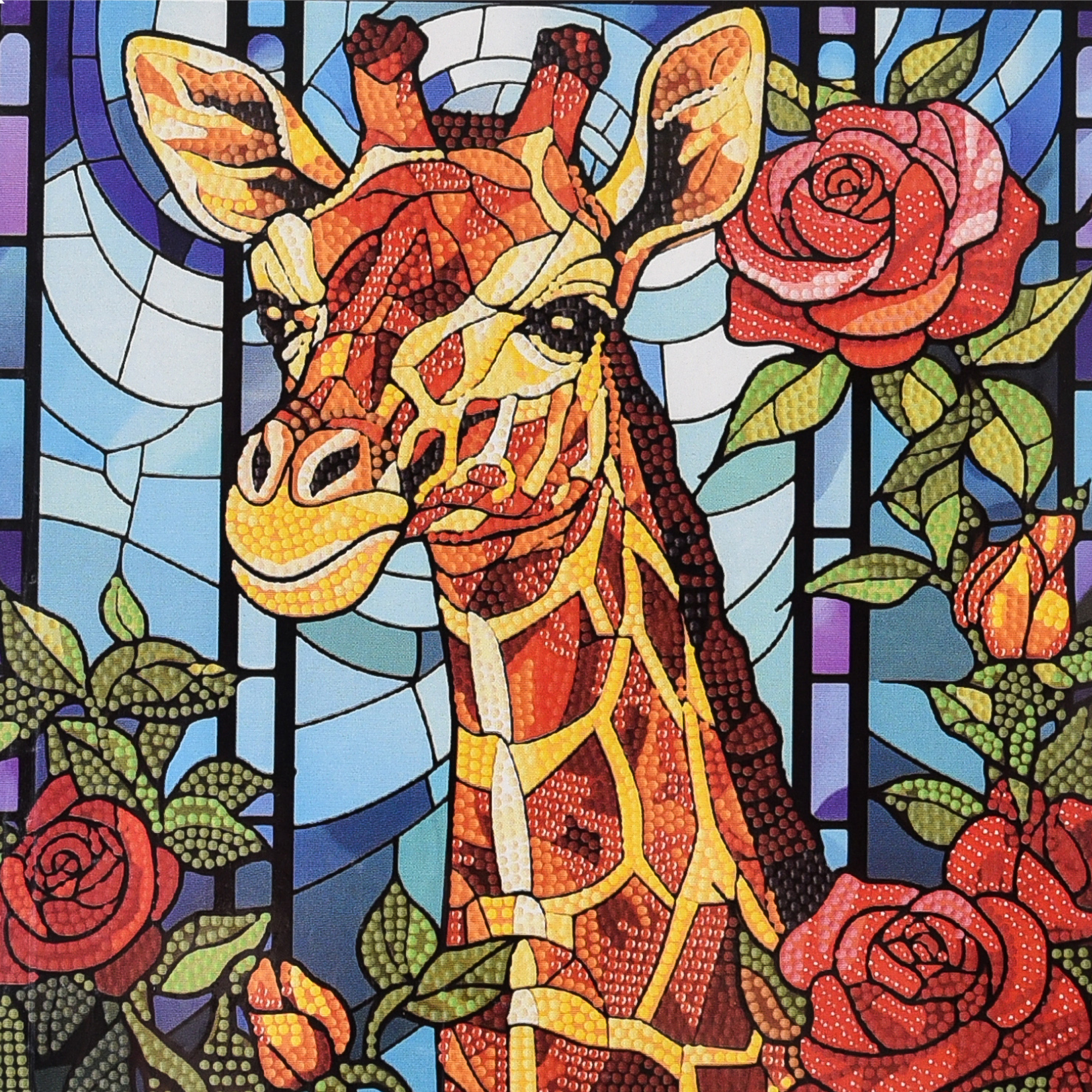 Алмазна мозаїка Strateg ПРЕМІУМ Жирафова казка розміром 30х30 не повна викладка (DEEX16306)