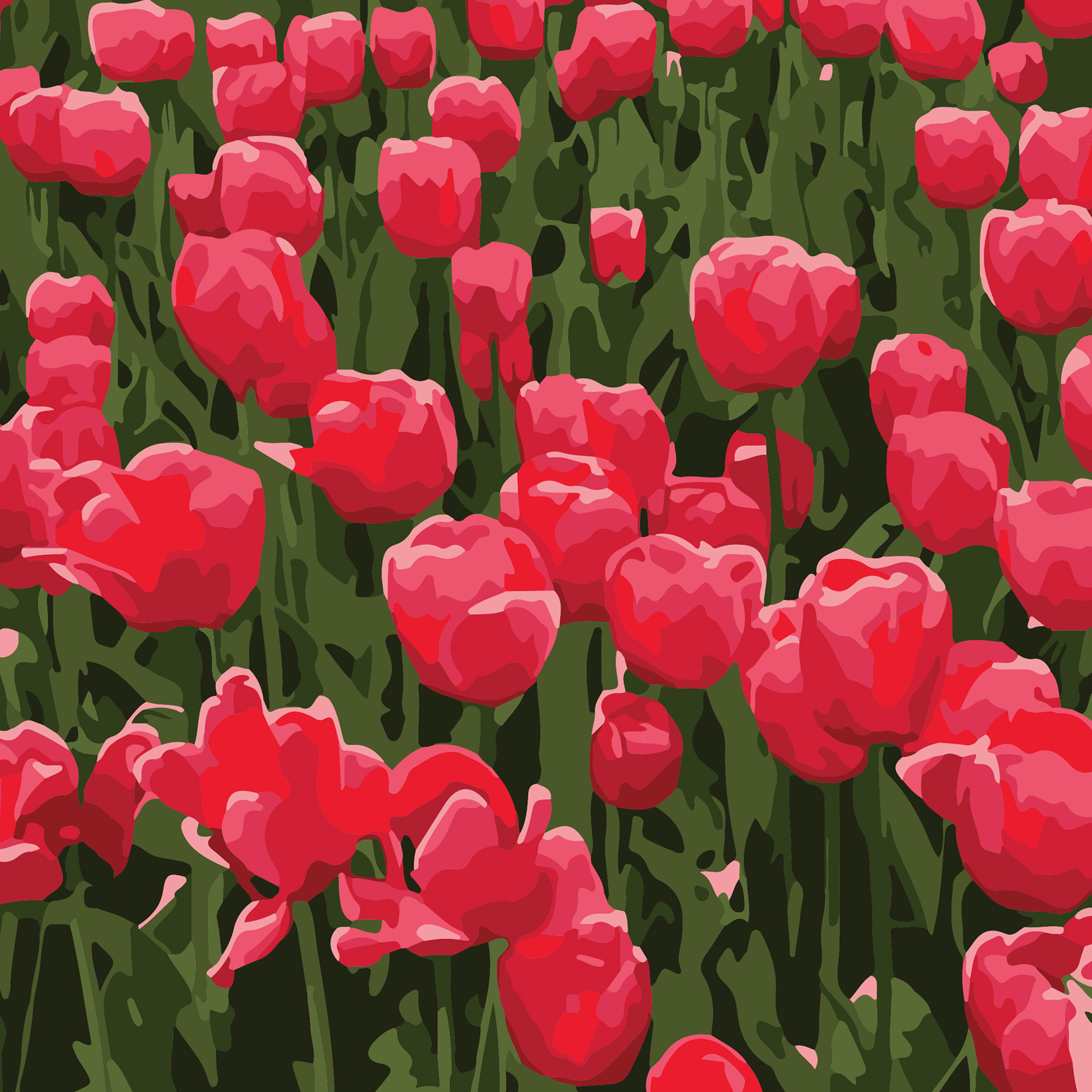 Картина за номерами Strateg Червоні тюльпани розміром 20х20 см (HH8011-11)