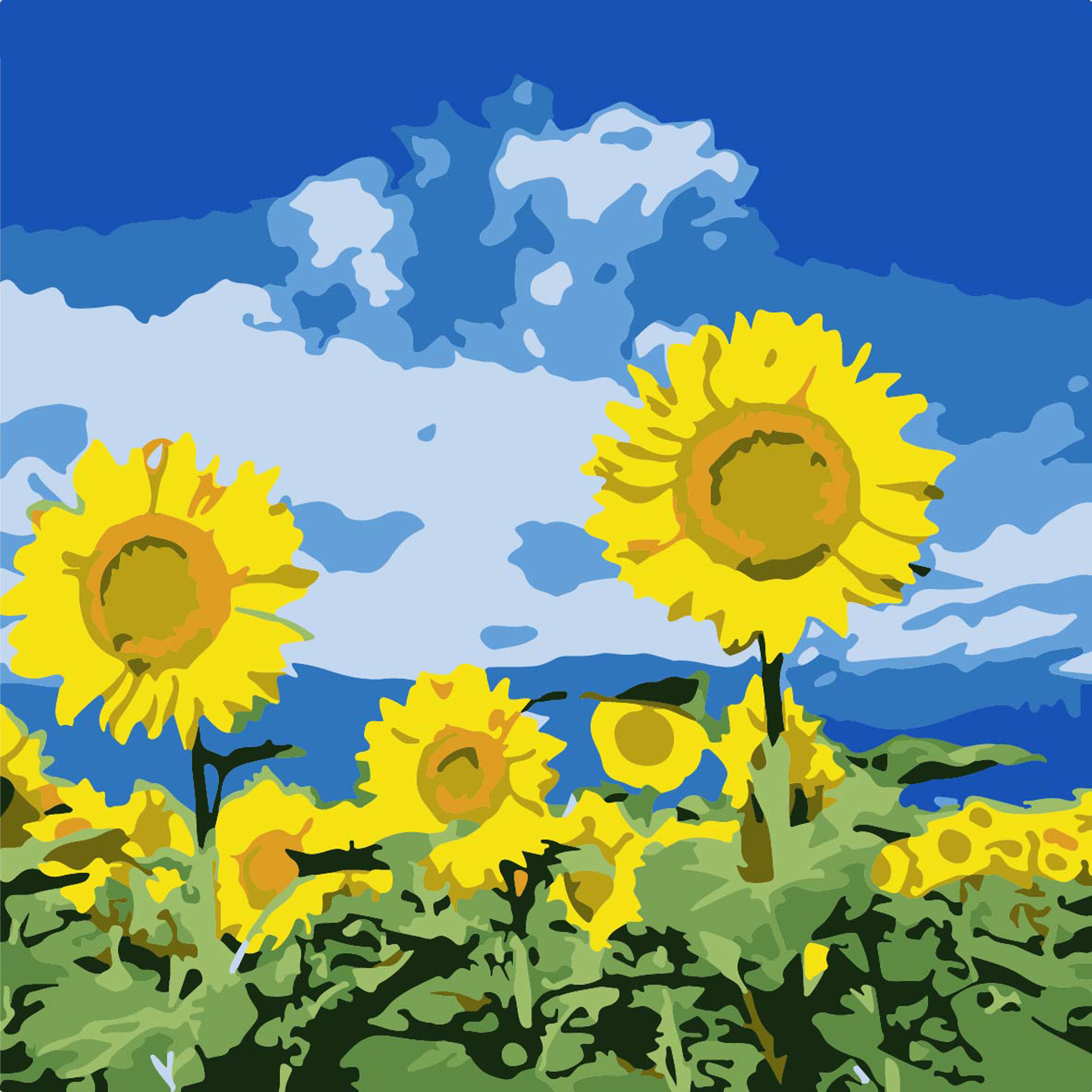 Картина за номерами Strateg Соняхи під небом розміром 20х20 см (HH8012)