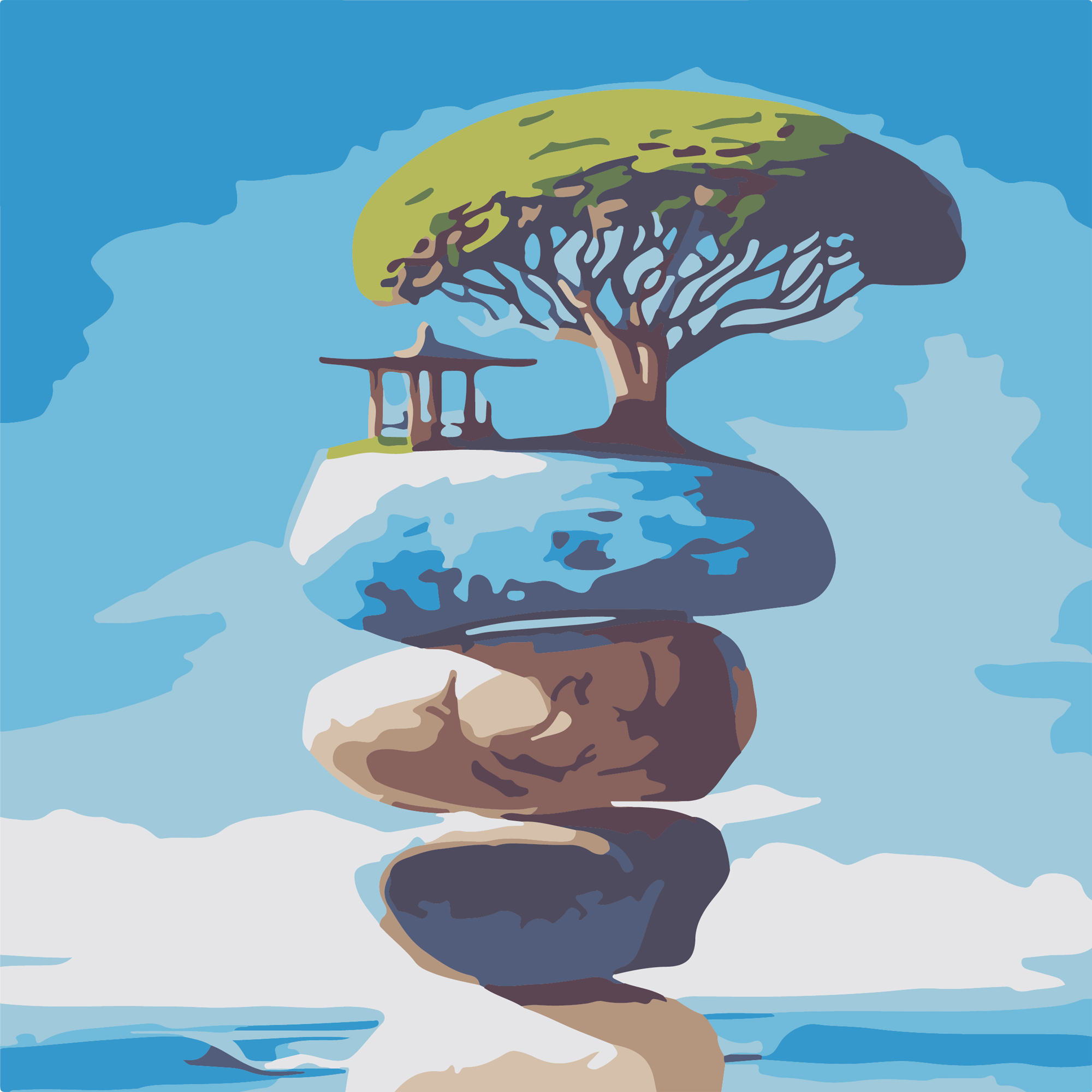 Картина за номерами Strateg Дерево на скелі розміром 20х20 см (HH8013-12)