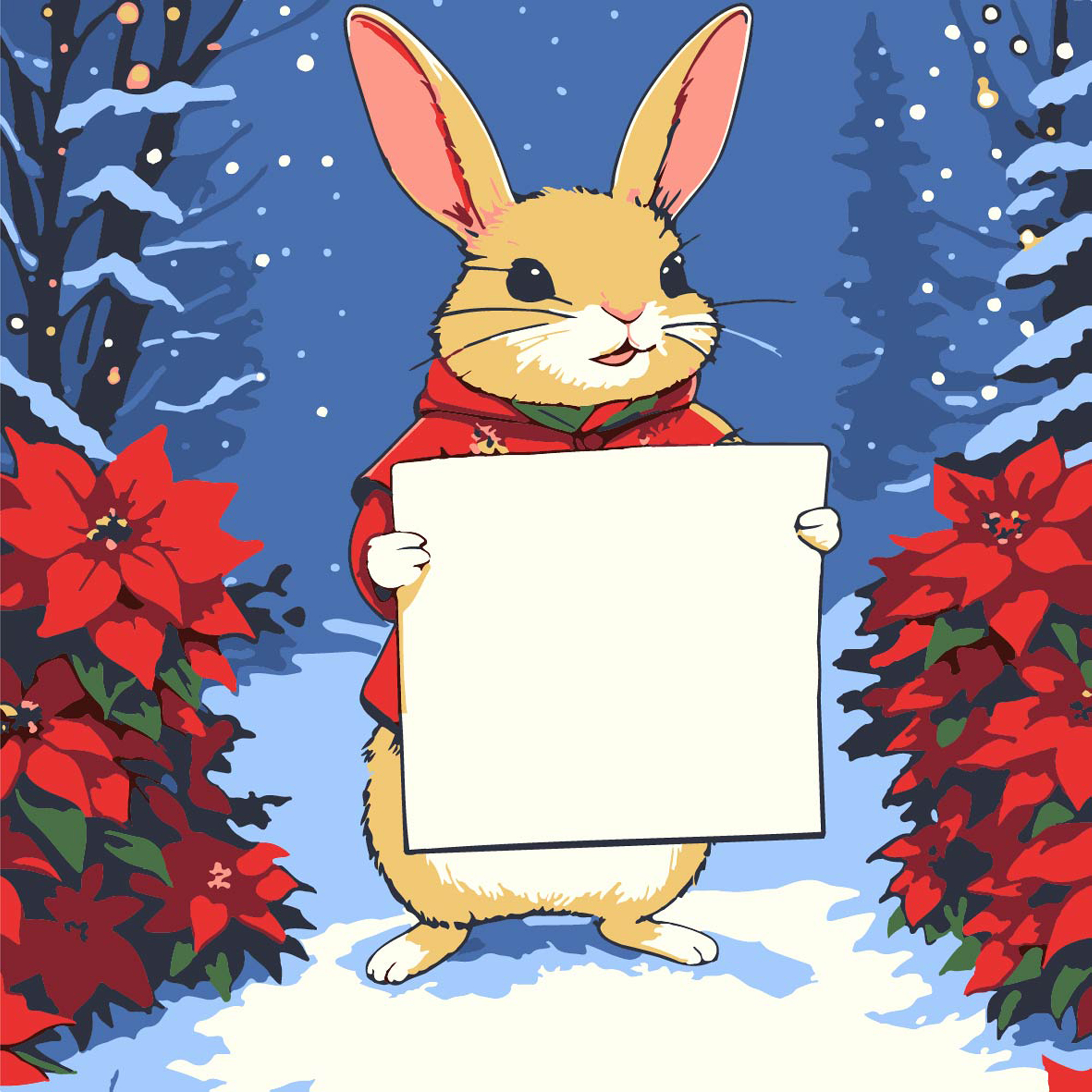 Картина за номерами Strateg Зайчик з листівкою розміром 20х20 см (HH8016-)