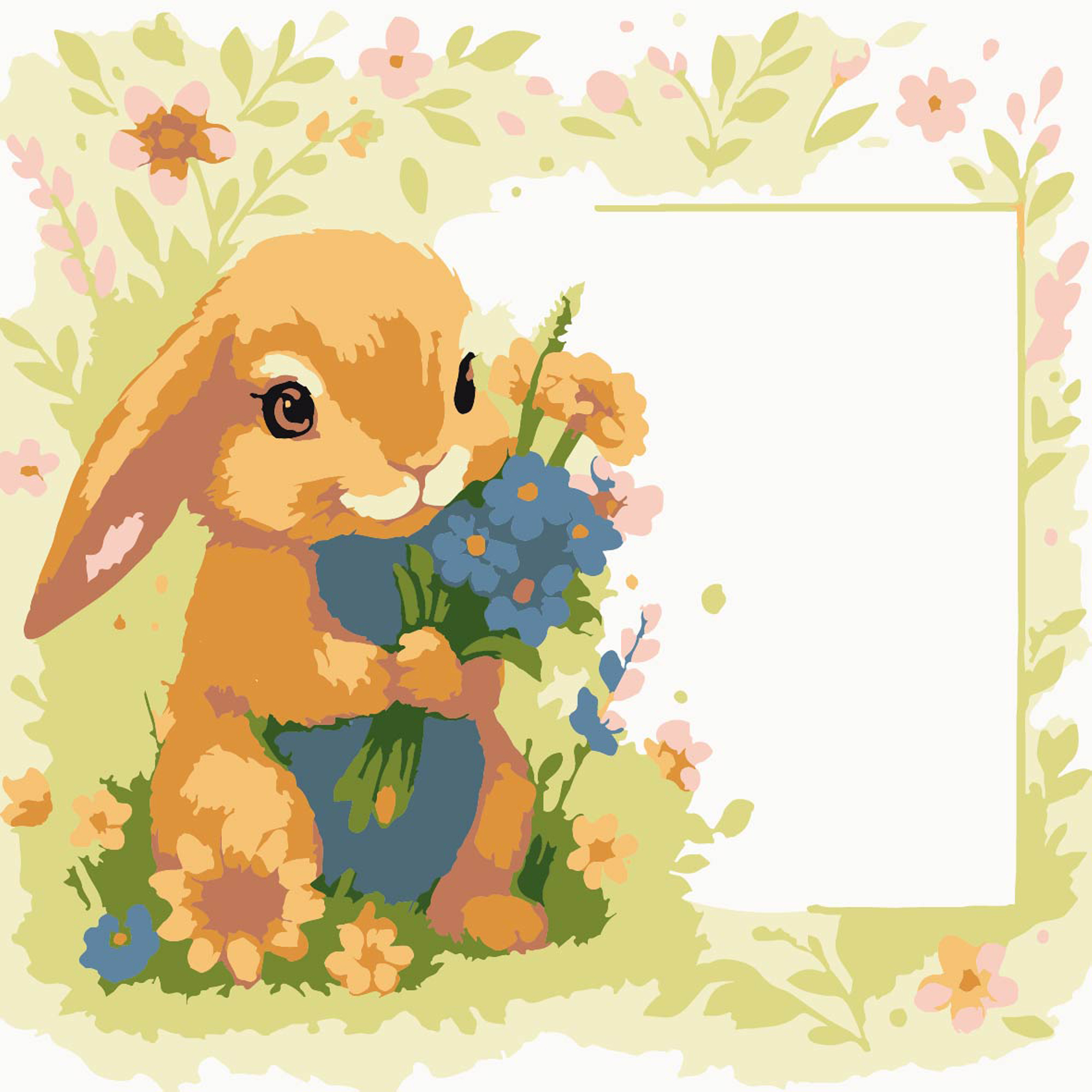 Картина за номерами Strateg Зайчик з листівкою розміром 20х20 см (HH8022-)