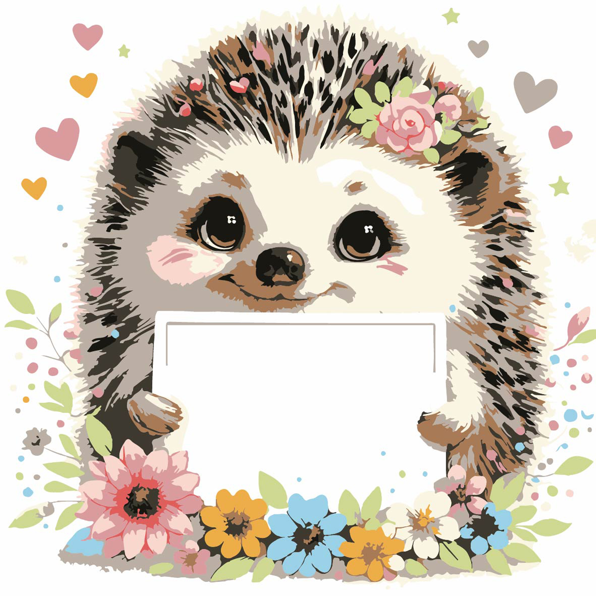 Картина за номерами Strateg Їжачок з листівкою розміром 20х20 см (HH8024-)