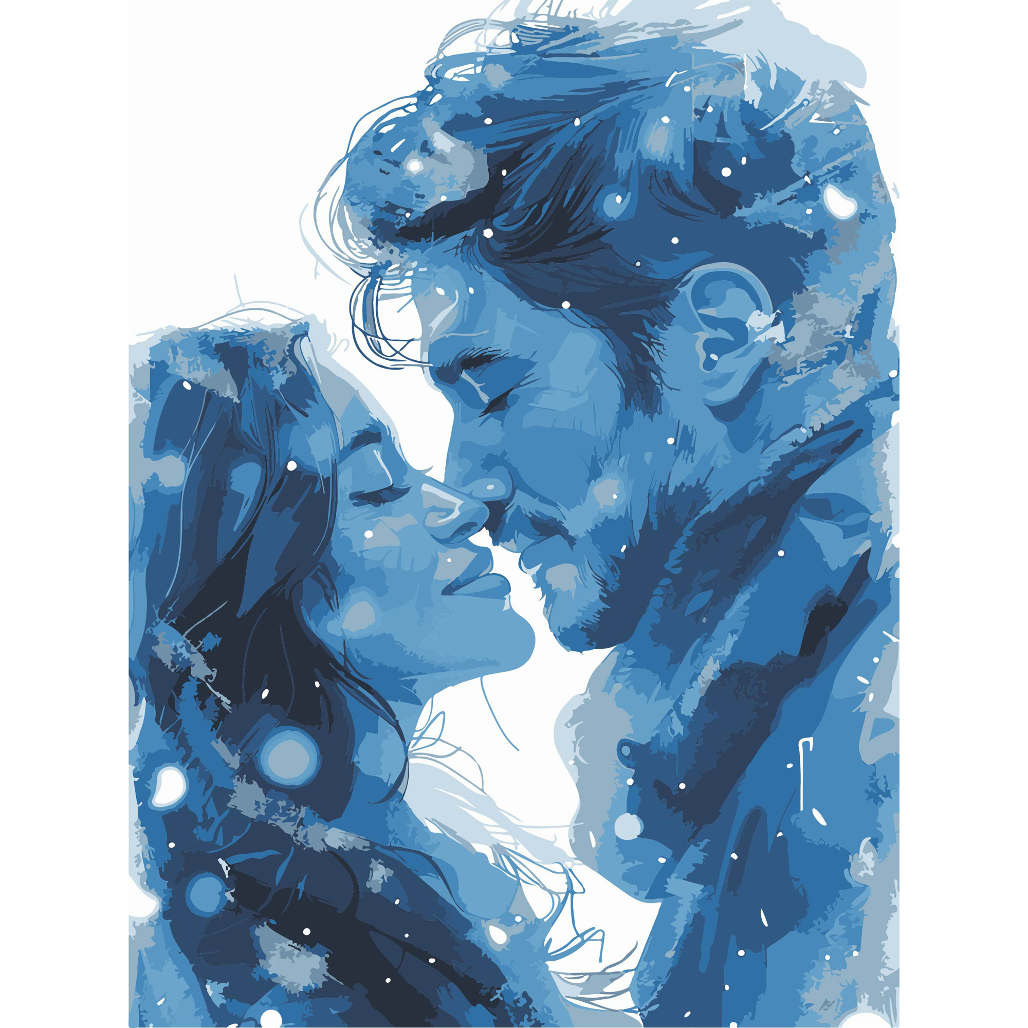 Картина за номерами Strateg ПРЕМІУМ Закохані взимку з лаком та з рівнем розміром 30х40 см (SS1246)