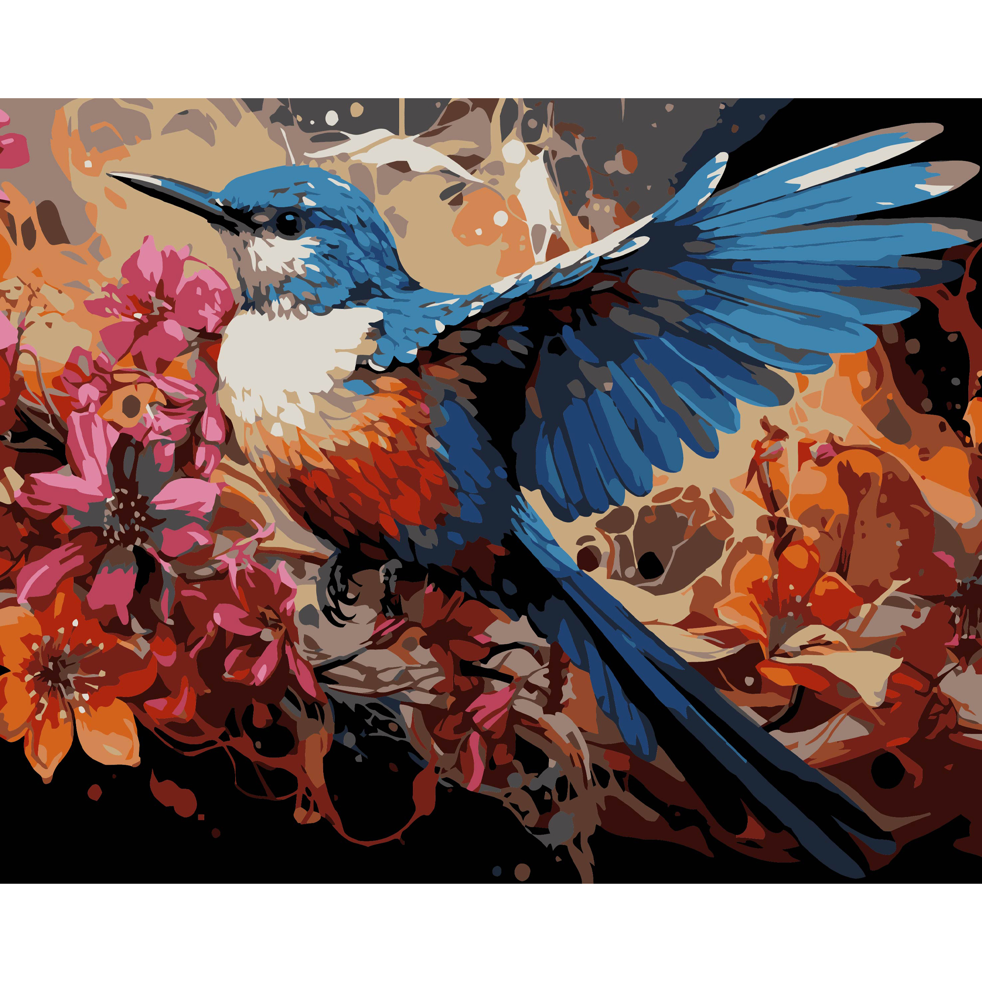 Картина за номерами Strateg ПРЕМІУМ Маленька пташка на чорному фоні розміром 40х50 см (AH1202-17)