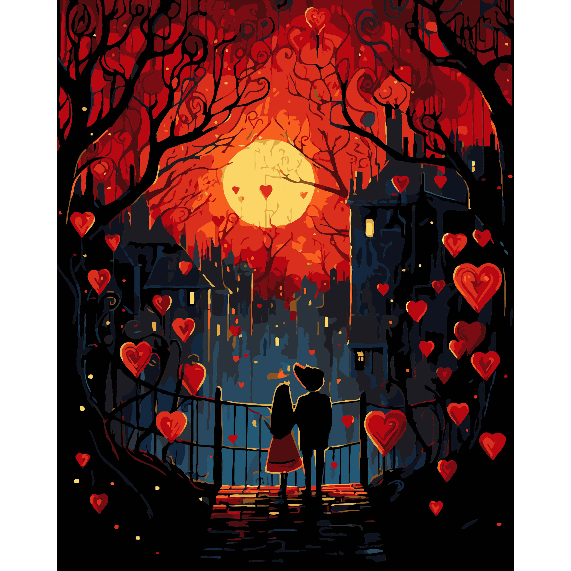 Картина за номерами Strateg ПРЕМІУМ Побачення на чорному фоні розміром 40х50 см (AH1209-14)