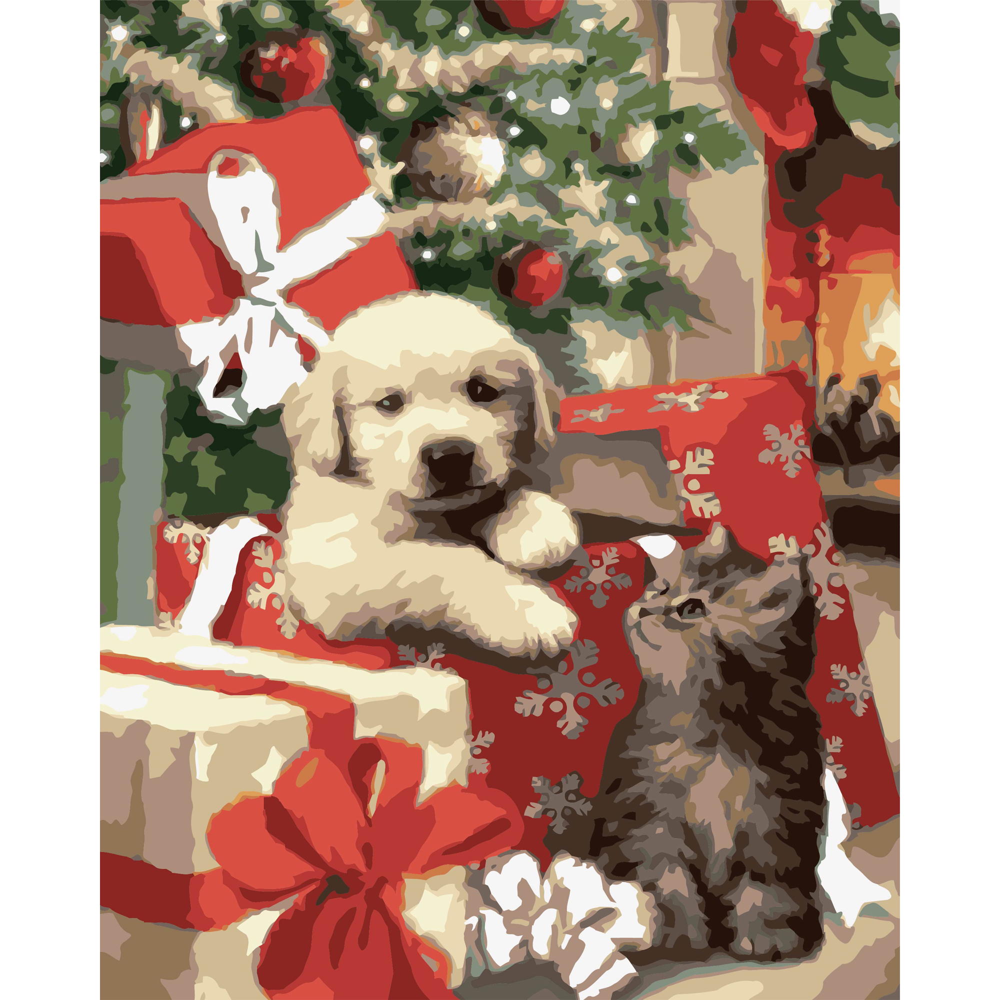 Картина за номерами Strateg Песик і кошеня розміром 40х50 см (VG002 )