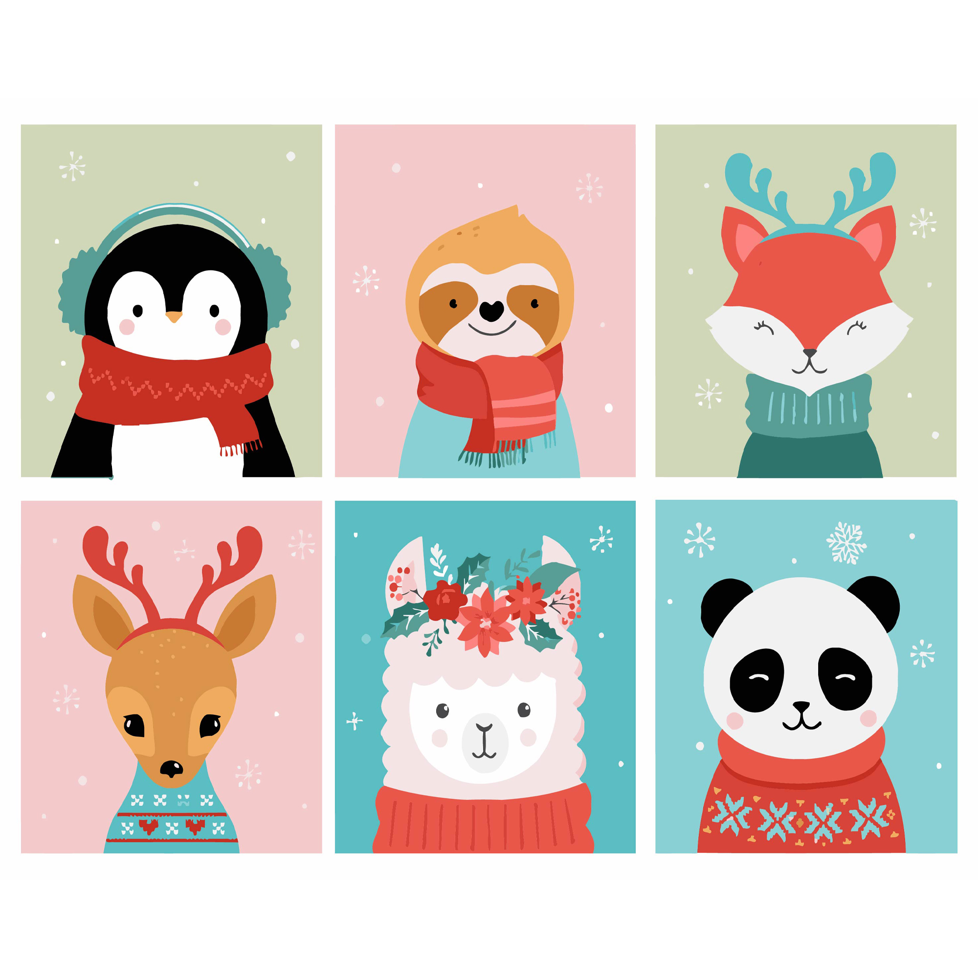 Картина за номерами Strateg Зимові звірята розміром 40х50 см (VG005 )