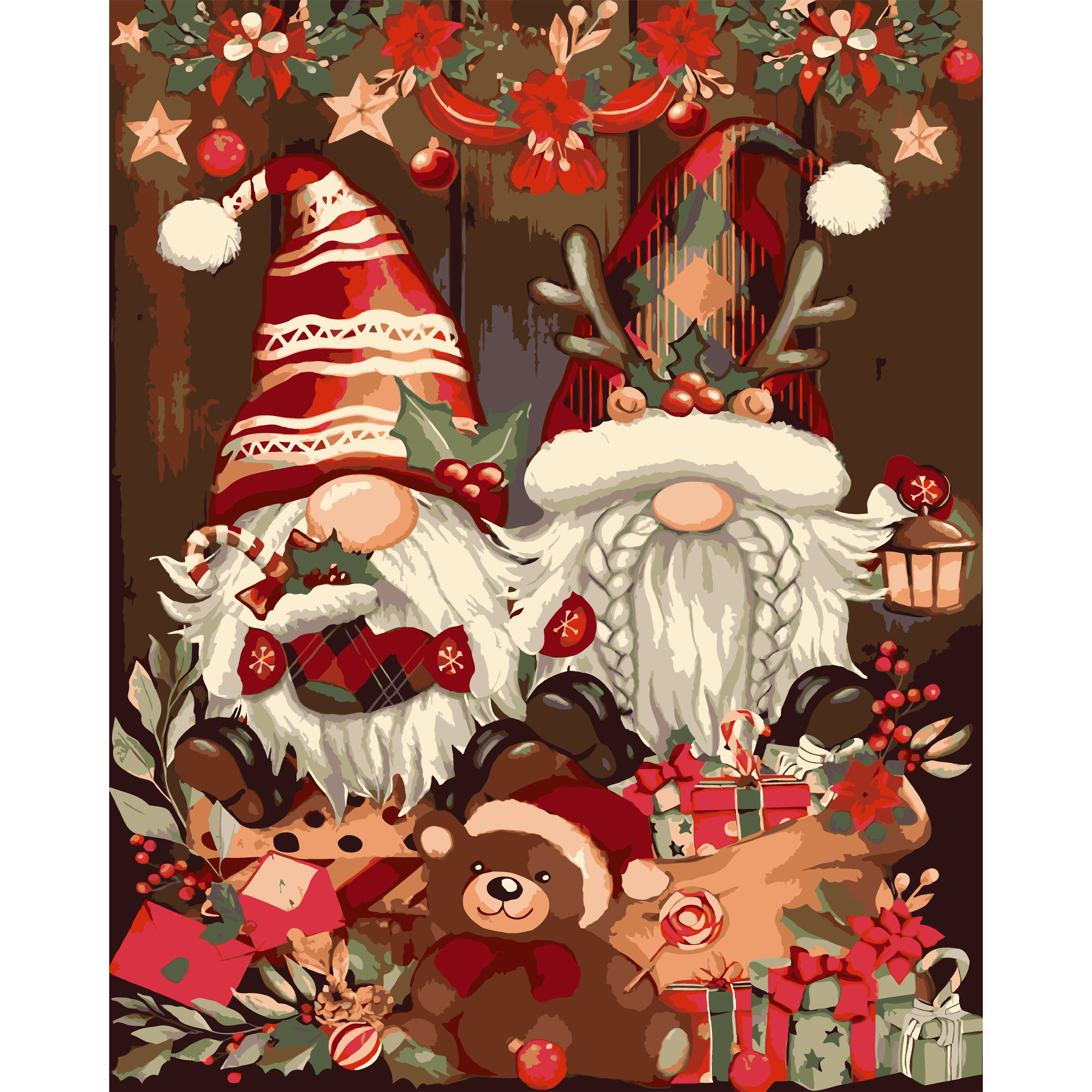 Картина за номерами Strateg Святкові гноми розміром 40х50 см (VG016 )