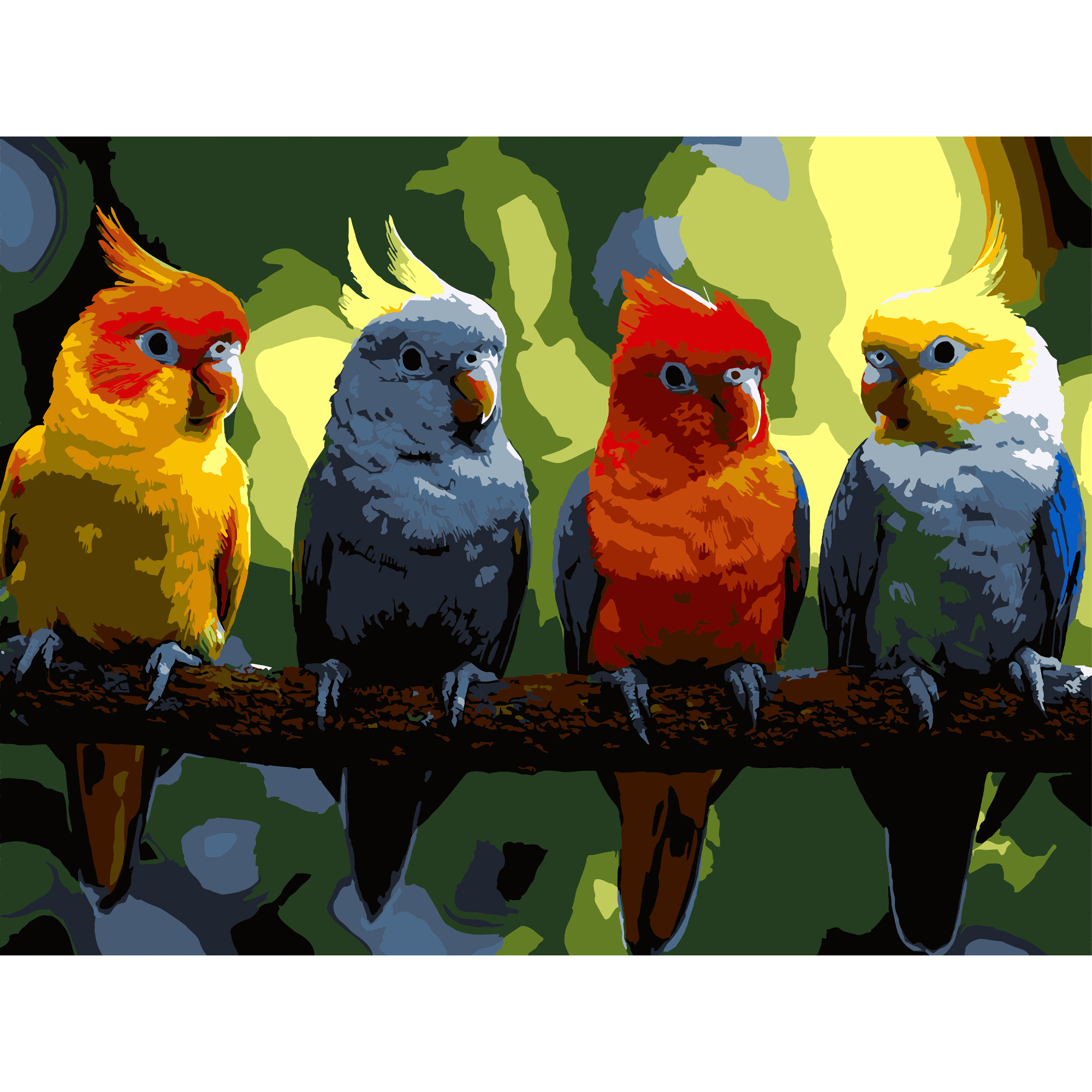 Painting by numbers Strateg Bright parrots  30Х40 (SS-1267)