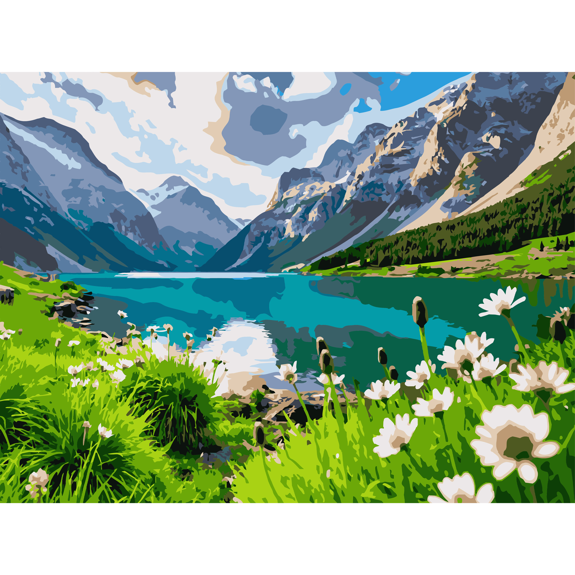 Painting by numbers Strateg Alpine valley  30Х40 (SS-1292)