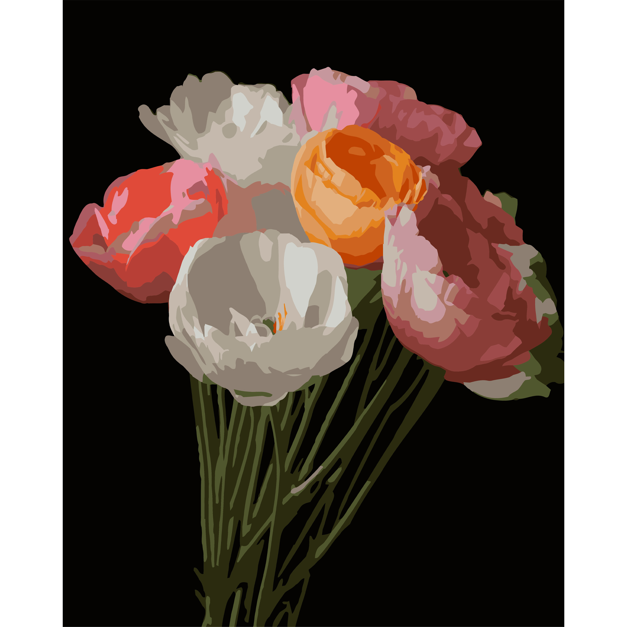 Картина по номерам Strateg Весенний букет на черном фоне 40Х50 (AH1251)