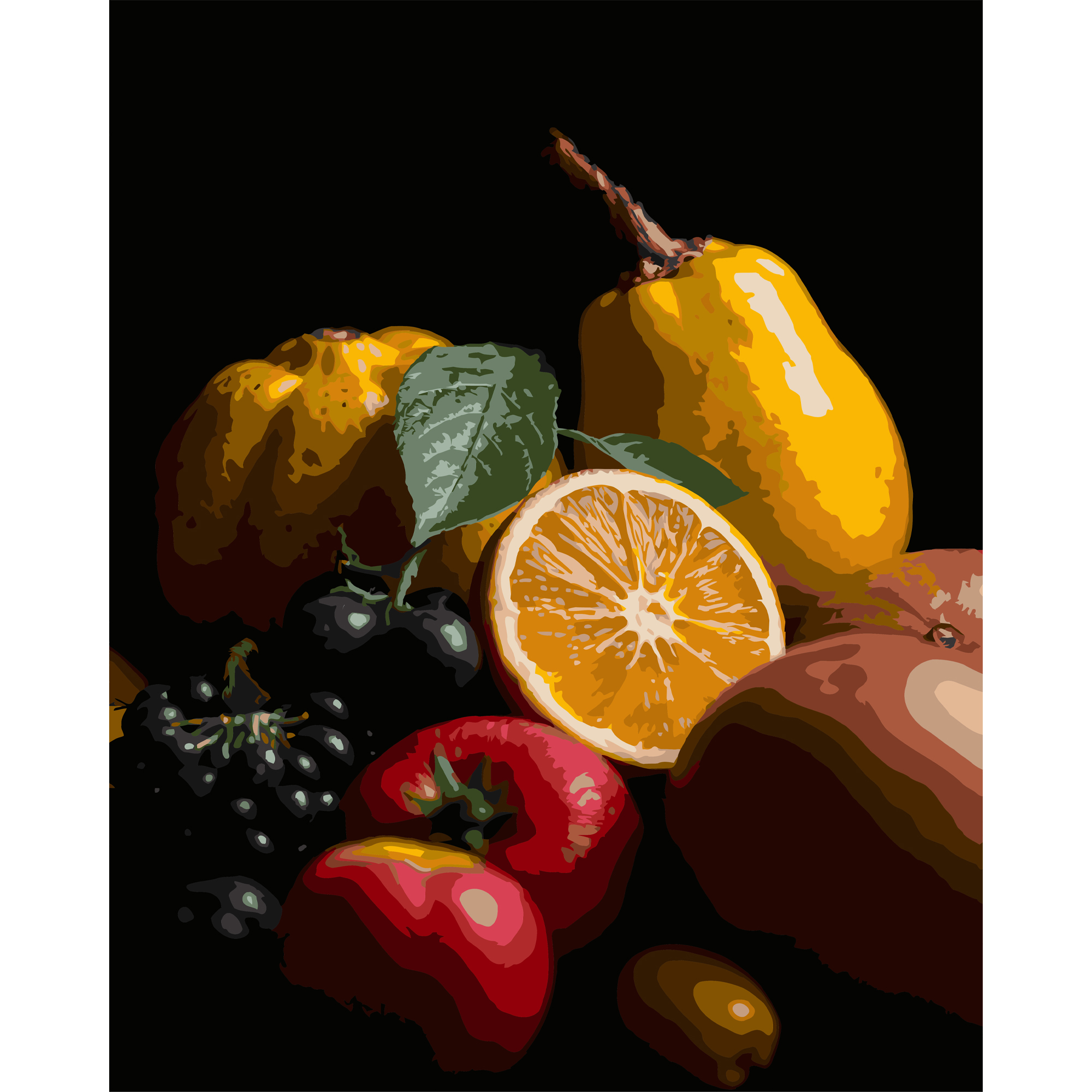 Картина за номерами Strateg Цитрусовий натюрморт на чорному фоні 40Х50 (AH1262)