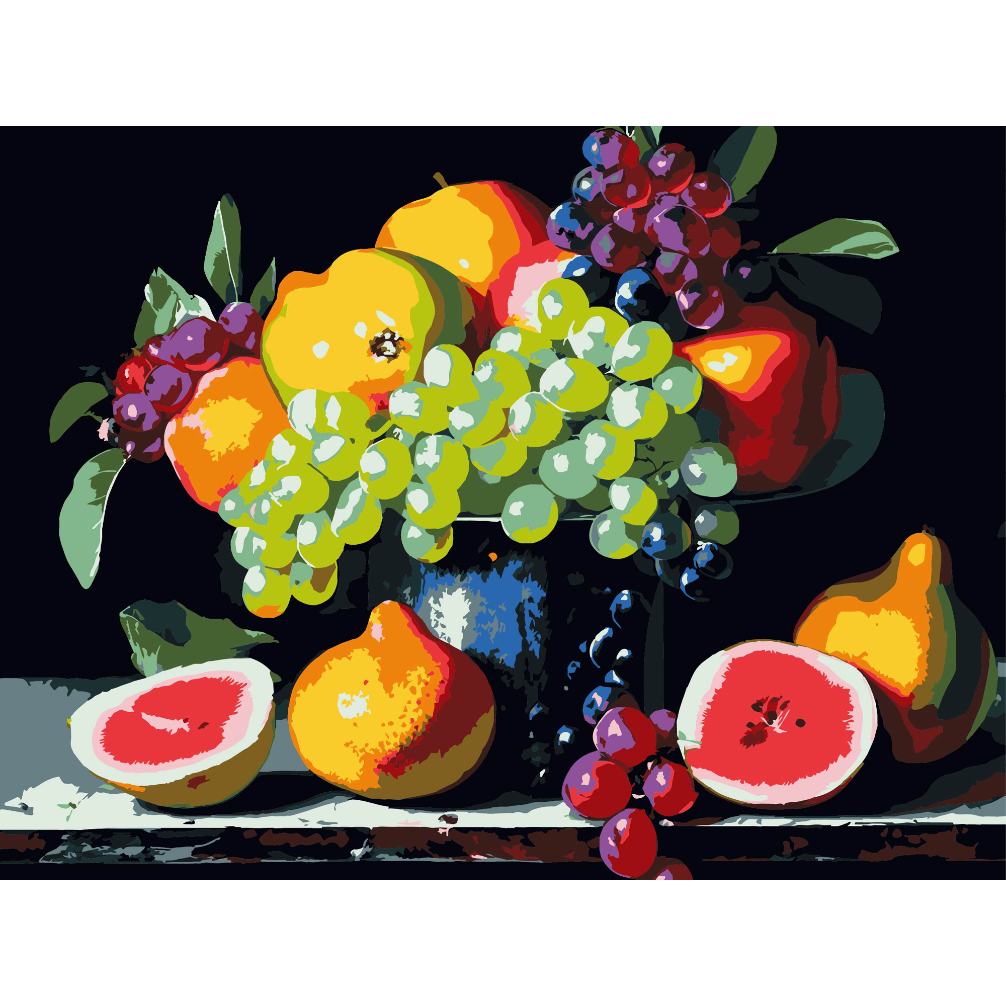 Painting by numbers Strateg Summer fruit still life on a black background 30Х40 (FH-27)