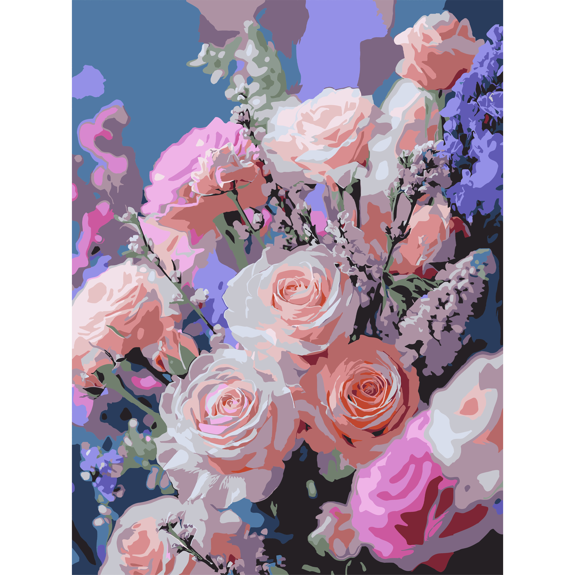 Painting by numbers Strateg Pink flowers  30Х40 (SS-1296)