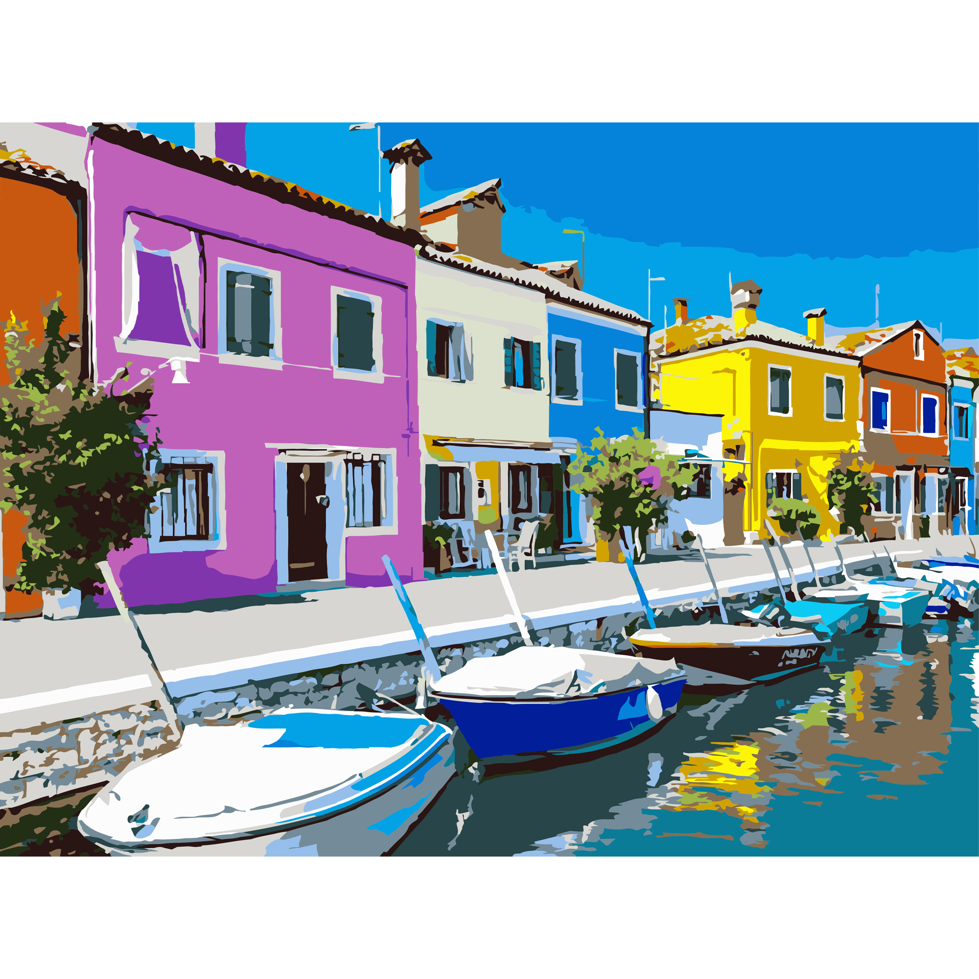 Картина за номерами Strateg Кольорові будинки  30Х40 (SS-1297)