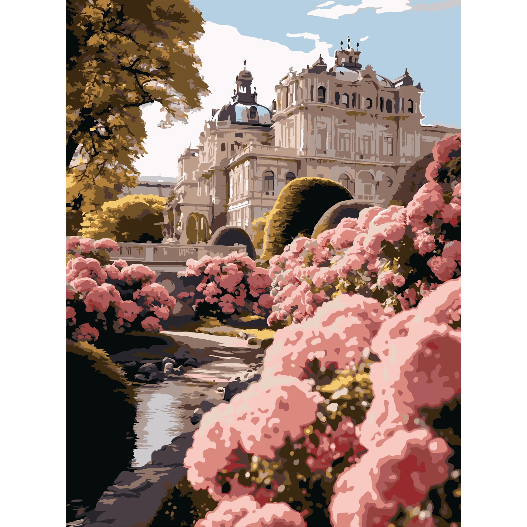 Картина за номерами Strateg Будинок у квітах  30Х40 (SS-1306)