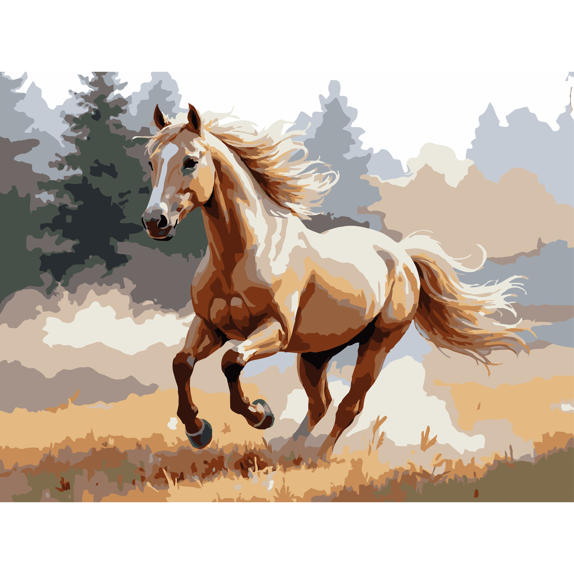 Картина по номерам Strateg Лошадь поле  30Х40 (SS-1317)